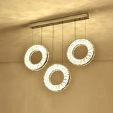 Round Cluster Pendant Light With Crystal Accents - 3 Bulbs Nickel Finish