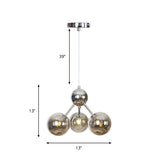 Industrial Style Hanging Chandelier Light With Amber/Clear/Smoke Gray Glass In 3/9/12 Lights -