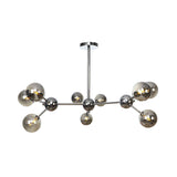 Industrial Style Hanging Chandelier Light With Amber/Clear/Smoke Gray Glass In 3/9/12 Lights -