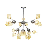 Industrial Style Diamond Pendant Light With Amber/Clear Glass Multiple Bulbs Chandelier Fixture -