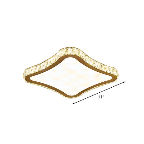 Modern Chrome Crystal Led Ceiling Fixture - Square Beveled Design Flush Mount Lighting (11/15/19.5