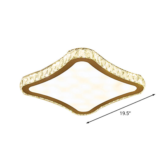 Modern Chrome Crystal Led Ceiling Fixture - Square Beveled Design Flush Mount Lighting (11/15/19.5