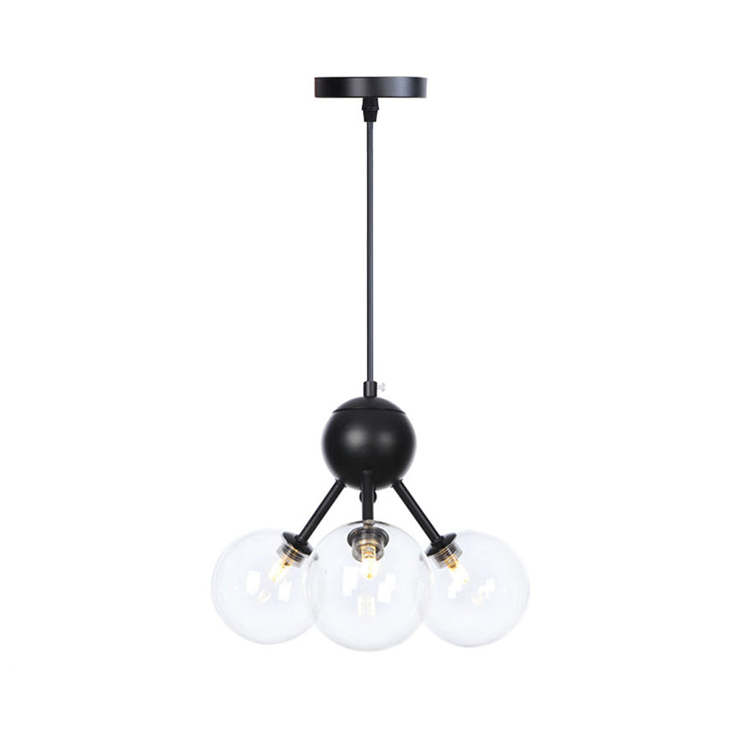 Industrial Orb Chandelier Lamp With Sputnik Design Amber/Clear/Smoke Gray Glass 3/9/12 Lights