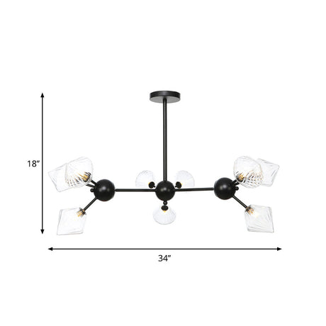 Diamond Living Room Chandelier Lamp - Warehouse Style Pendant Lighting With Sputnik Design 3/9/12