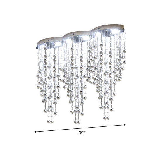 Modern Led Gold Flush Mount Raindrop Crystal Ceiling Lamp For Living Room