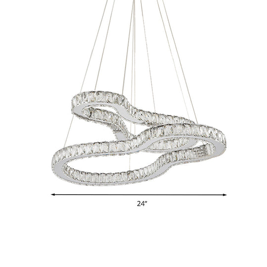 Modern Chrome 2-Tier Chandelier With Led Beveled Glass Crystals - Ideal For Bedrooms