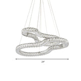 Modern Chrome 2-Tier Chandelier Light With Beveled Glass Crystals - Led Pendant Lighting For