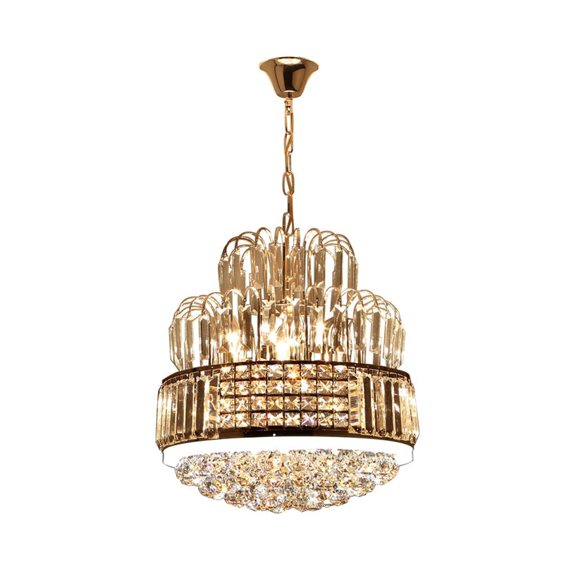 Modern Circular Chandelier - Crystal Ball Pendant With 11 Lights Gold Finish Ideal For Dining Room