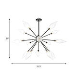 Mid-Century Diamond Shade Chandelier Light Fixture With Ribbed Glass (9/12/15 Lights) - Living Room