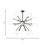 Mid-Century Diamond Shade Chandelier Light Fixture With Ribbed Glass (9/12/15 Lights) - Living Room