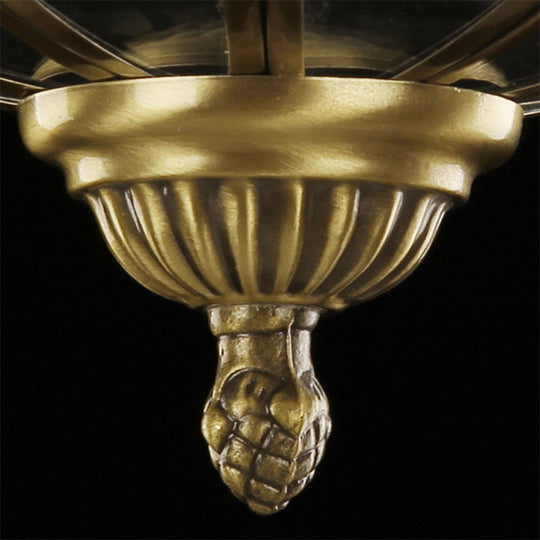 Traditional Basket-Shaped Flush Mount Ceiling Light With Clear Beveled Glass - 3 Lights