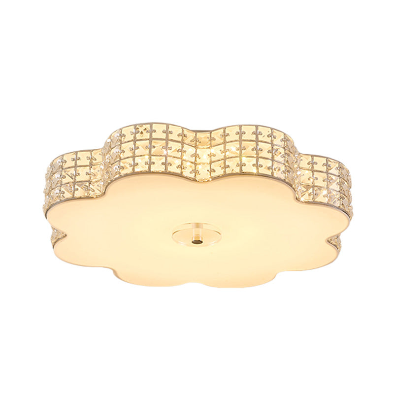 Silver Flower Ceiling Lamp: Simple Style Led Flush Mount Light Fixture For Bedroom - 12/16/19.5 Wide