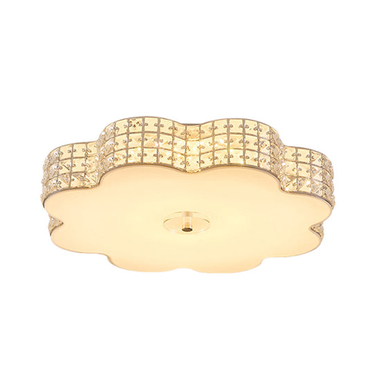 Silver Flower Ceiling Lamp: Simple Style Led Flush Mount Light Fixture For Bedroom - 12/16/19.5 Wide