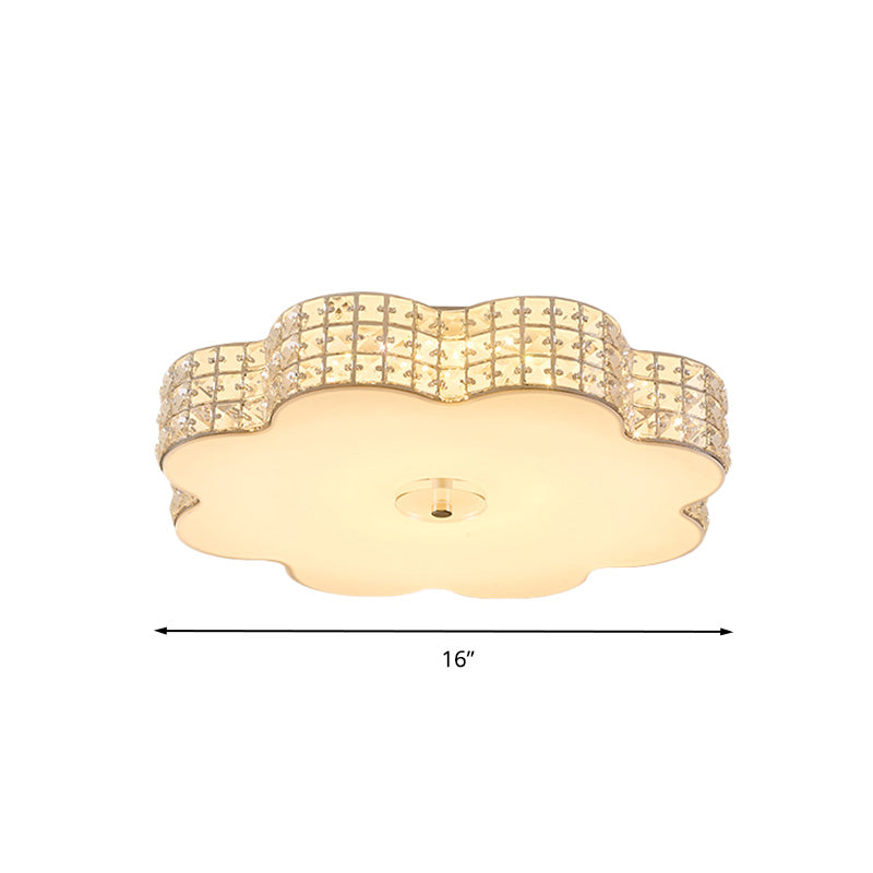 Silver Flower Ceiling Lamp: Simple Style Led Flush Mount Light Fixture For Bedroom -