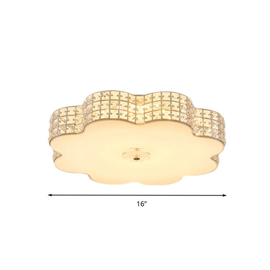 Silver Flower Ceiling Lamp: Simple Style Led Flush Mount Light Fixture For Bedroom -