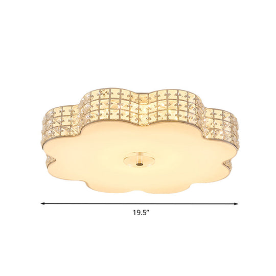 Silver Flower Ceiling Lamp: Simple Style Led Flush Mount Light Fixture For Bedroom - 12/16/19.5 Wide