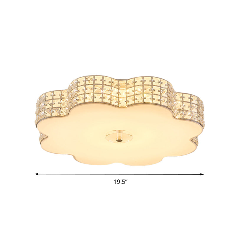 Silver Flower Ceiling Lamp: Simple Style Led Flush Mount Light Fixture For Bedroom -