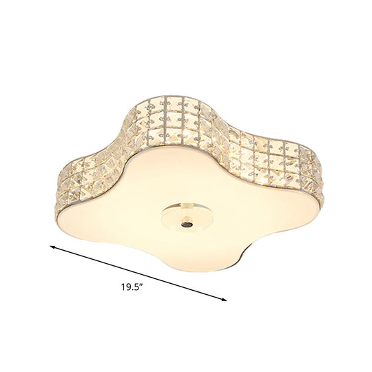 Simple Silver Flush Mount Led Ceiling Light With K9 Crystal For Starfish Bedroom - Available In 3