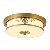 Led Ceiling Light With Brass Finish - Traditional Metallic Round Flushmount In Multiple Sizes