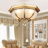 Frosted Glass Ceiling Light - Traditional 3/4 Lights Brass 14/18 Living Room Flush Lamp / 14