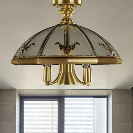 Vintage Brass Sheep/Oval Ceiling Light Fixture - 5 Bulbs Mouth Blown Opal Glass Semi Flush Mount