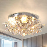 Contemporary Crystal Ball Ceiling Light With Led Gold/Silver Semi Flush Mount