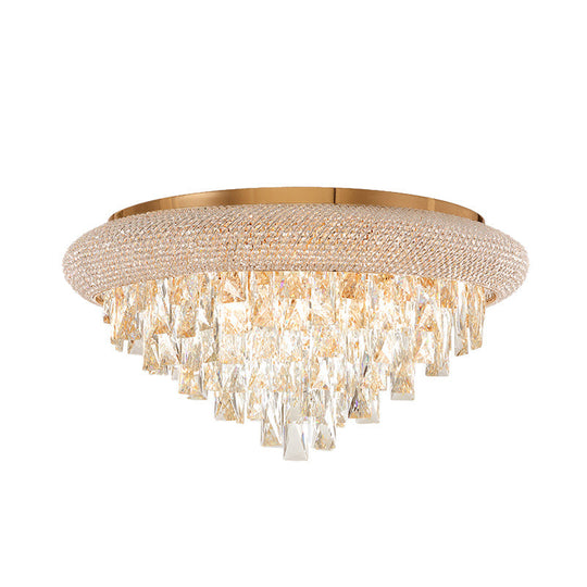 Gold Crystal Led Ceiling Light With Sleek Rectangle Design