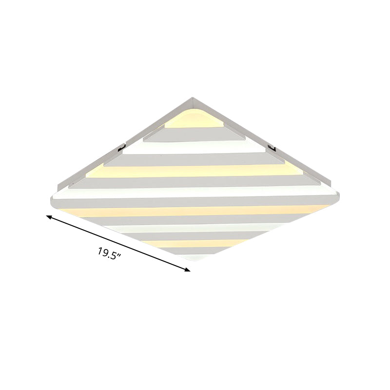 Modern White Led Rhombus Ceiling Light For Bedroom - 19.5’/23.5’ Wide Flush Mount