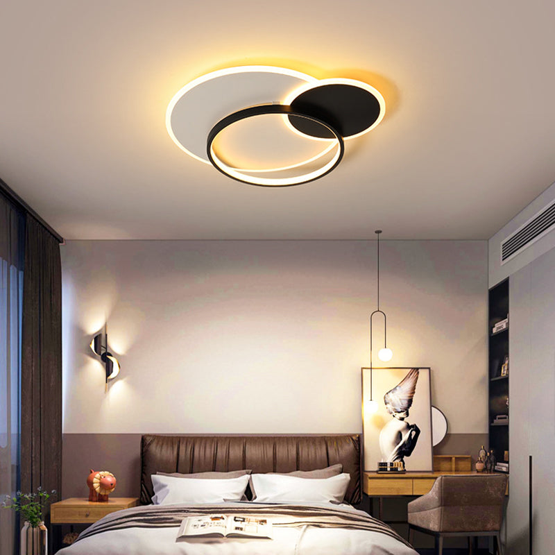 18’ 21.5’ Overlapping Acrylic Flush Mount Led Ceiling Light Simple Black White Warm Remote