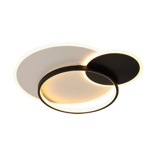 18’ 21.5’ Overlapping Acrylic Flush Mount Led Ceiling Light Simple Black White Warm Remote