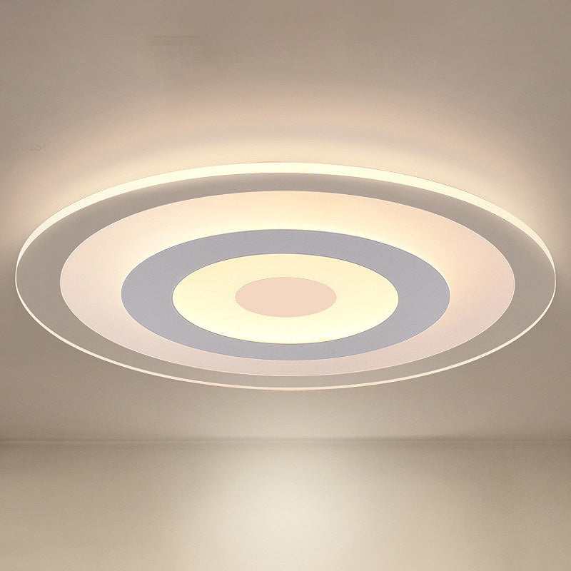 Simple Style White Led Ceiling Light - 16’/19.5’/23.5’ Wide Flush Mount Disc Fixture With