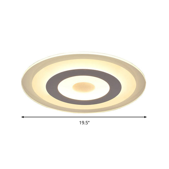 Simple Style White Led Ceiling Light - 16/19.5/23.5 Wide Flush Mount Disc Fixture With Dual Lighting
