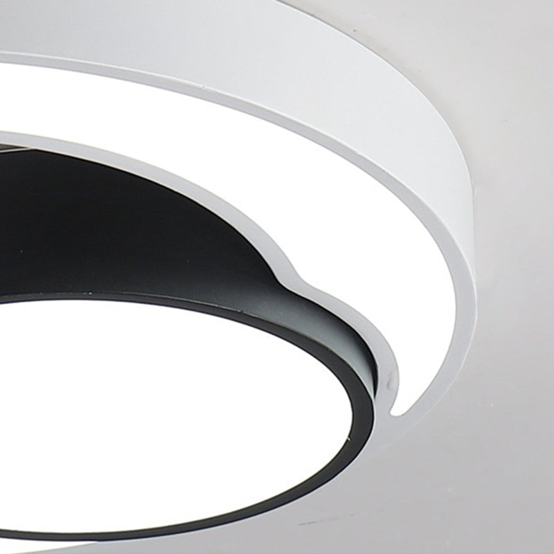 Modern Metal Black And White Round Led Flush Light - 16’/19.5’/23.5’ Wide Warm/White