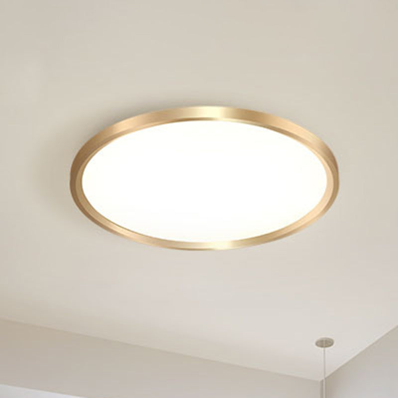 Gold Disk Flush Mount Led Ceiling Light In Warm/White 12/16/19.5 Wide