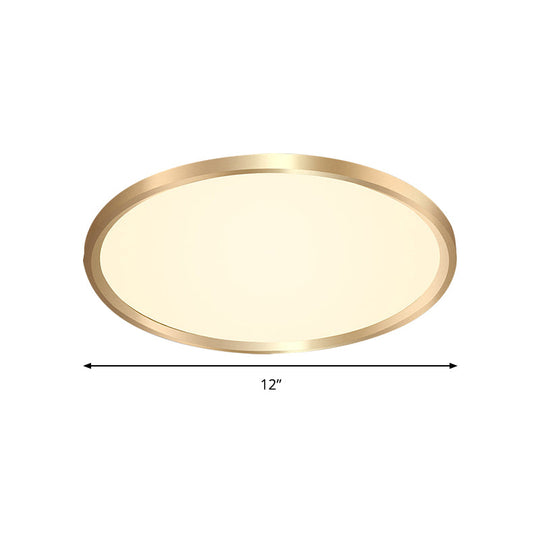 Gold Disk Flush Mount Led Ceiling Light In Warm/White 12/16/19.5 Wide