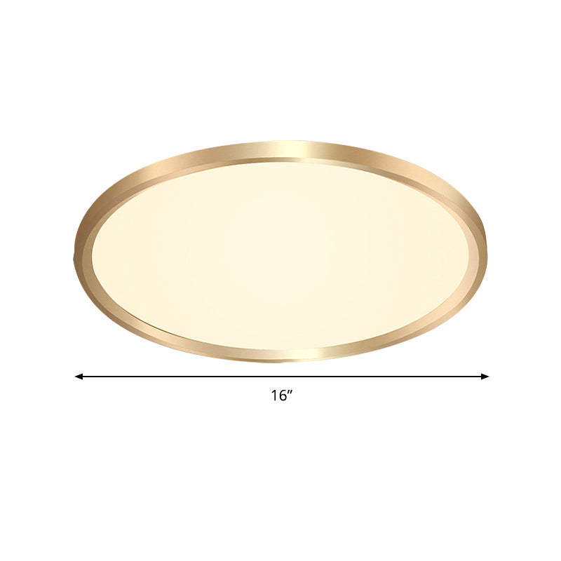 Gold Disk Flush Mount Led Ceiling Light In Warm/White 12’/16’/19.5’ Wide