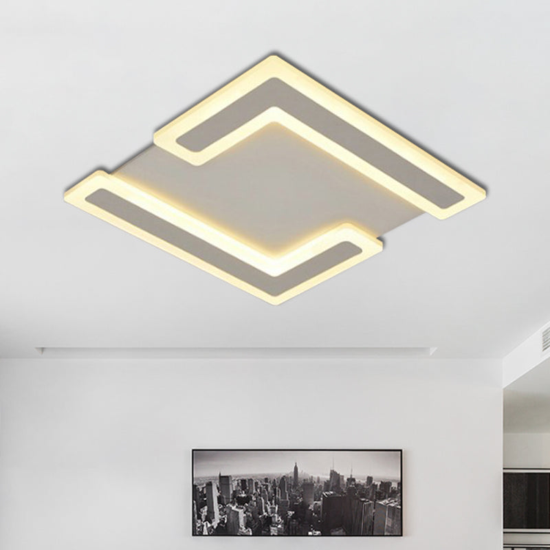 Simple Style Double 7-Shape Led Ceiling Light - Warm/White