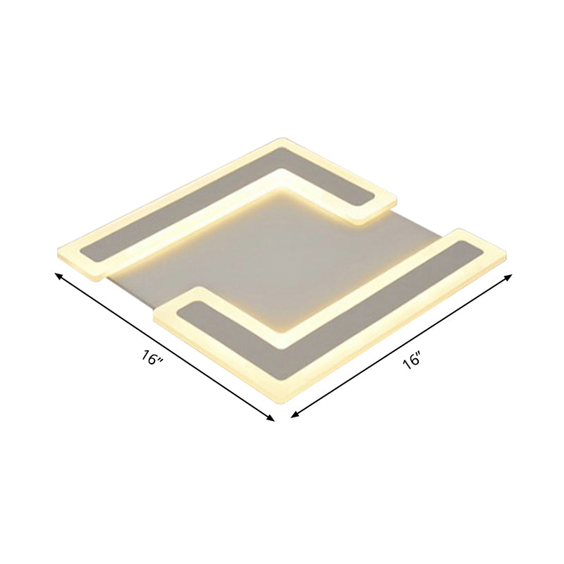 Simple Style Double 7-Shape Led Ceiling Light - Warm/White