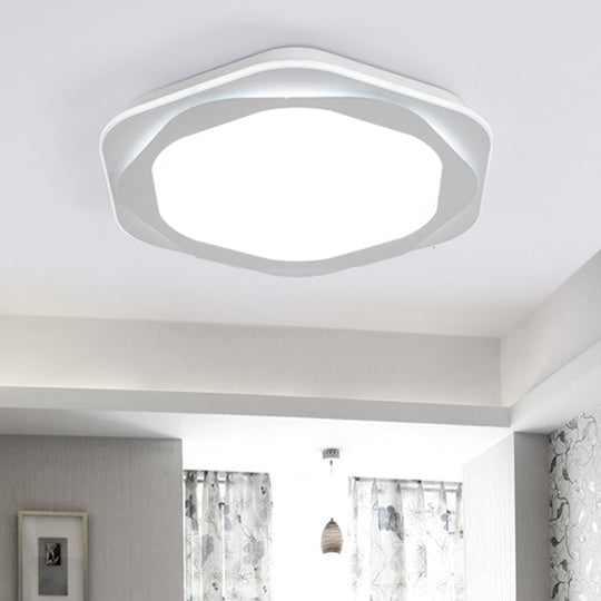 Contemporary Hexagon Acrylic Flush Mount Led Ceiling Lamp - 16.5’/20.5’ Wide White Warm/White/3