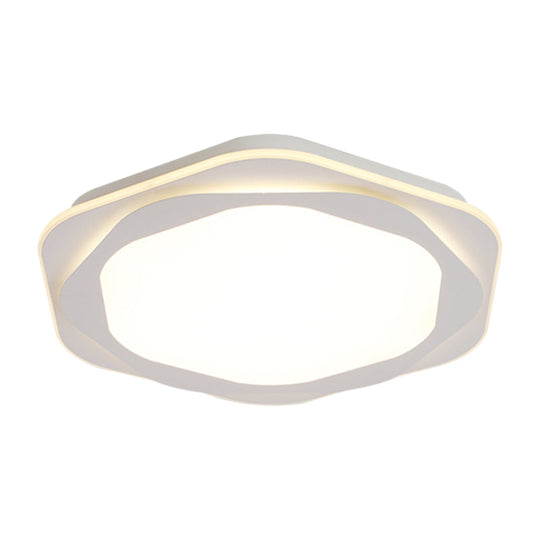 Contemporary Hexagon Acrylic Flush Mount Led Ceiling Lamp - 16.5’/20.5’ Wide White Warm/White/3