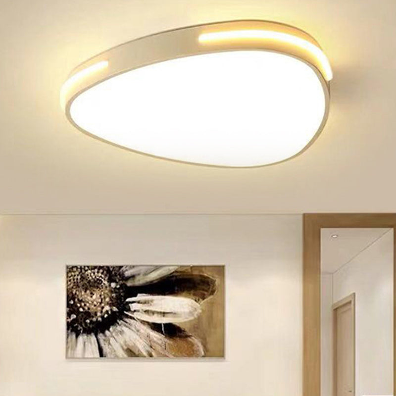 White Triangle Flush Mount Led Ceiling Light In Simple Style Available 16’/19.5’/23.5’ Widths / 16’