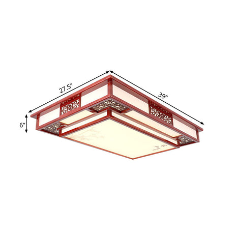 Dark Red Led Flush Mount Ceiling Lamp With Stylish Floral Design For Living Room