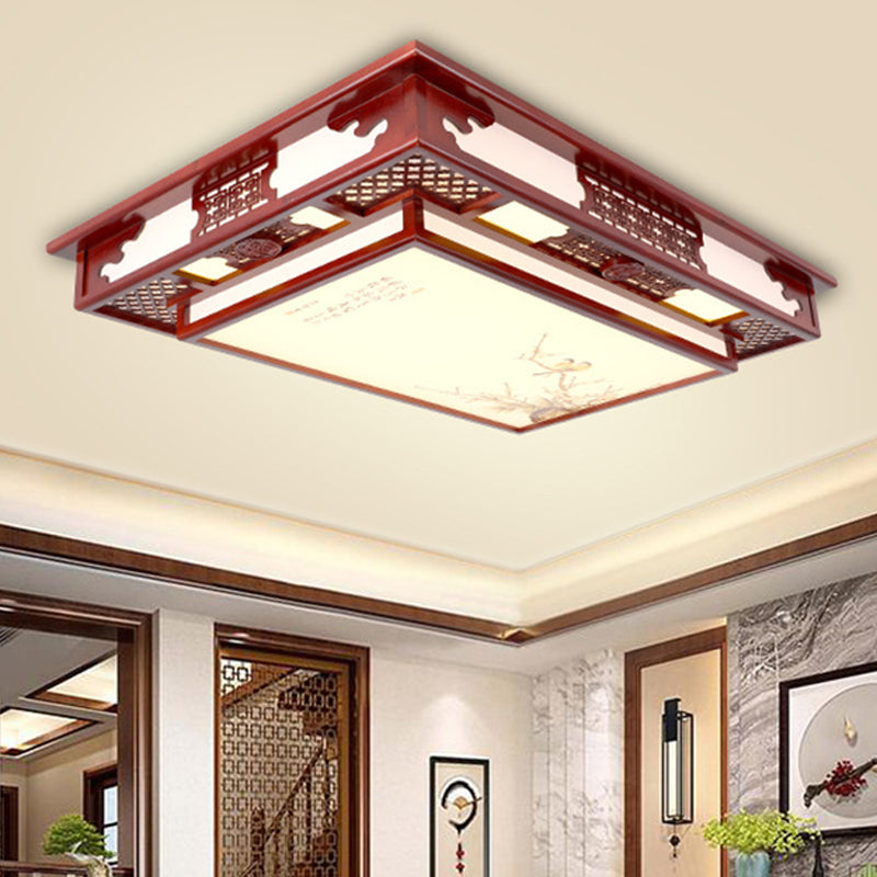 Dark Red Led Flush Mount Ceiling Lamp With Stylish Floral Design For Living Room Crimson / Flower
