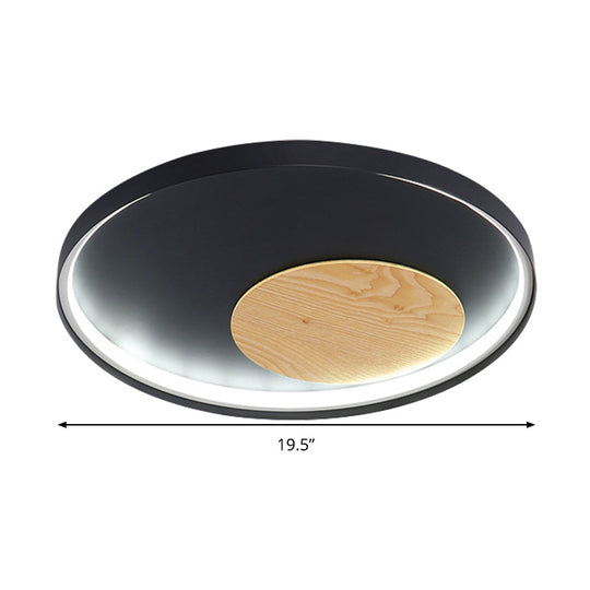 Modern Minimalist Disk Metal Ceiling Light Fixture - White/Black Led Flush Mount 12/16/19.5 Wide