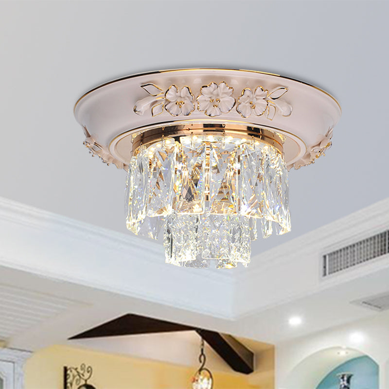 Minimalist Crystal Block Led Ceiling Fixture - Beige/Blue 12’/14’/18’ Wide Beige / 12’