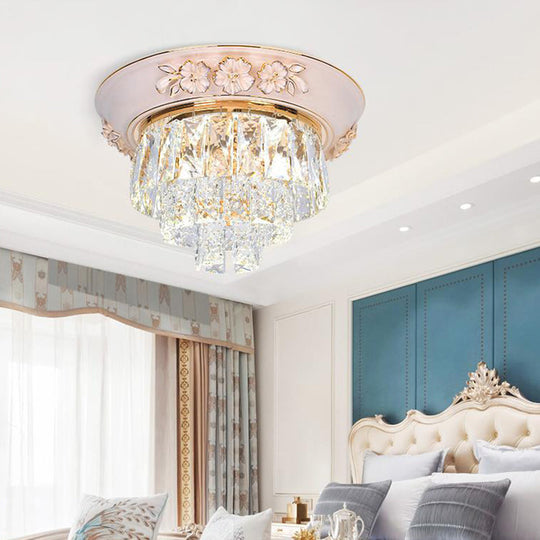 Minimalist Crystal Block Led Ceiling Fixture - Beige/Blue 12/14/18 Wide