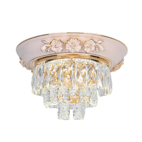 Minimalist Crystal Block Led Ceiling Fixture - Beige/Blue 12/14/18 Wide