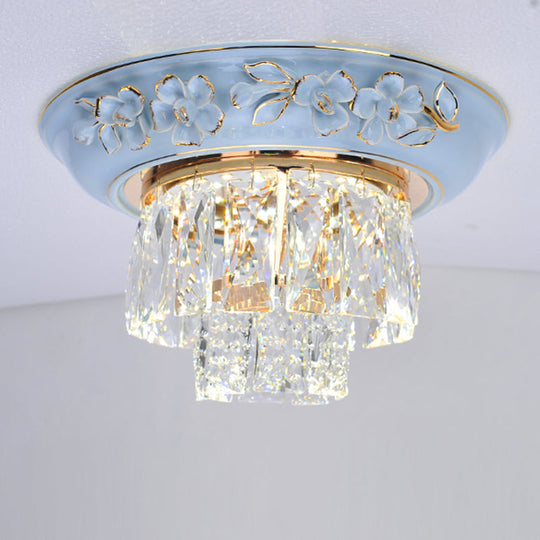 Minimalist Crystal Block Led Ceiling Fixture - Beige/Blue 12’/14’/18’ Wide Blue / 12’