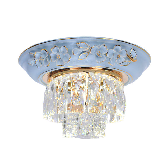 Minimalist Crystal Block Led Ceiling Fixture - Beige/Blue 12’/14’/18’ Wide