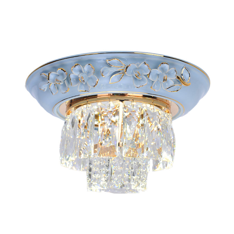 Minimalist Crystal Block Led Ceiling Fixture - Beige/Blue 12/14/18 Wide